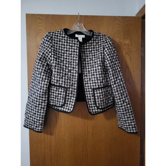 Viral Caroline Constas Plaid Gingham Cotton Blend Bow Stitch Quilt Jacket S NWT - Picture 1 of 7